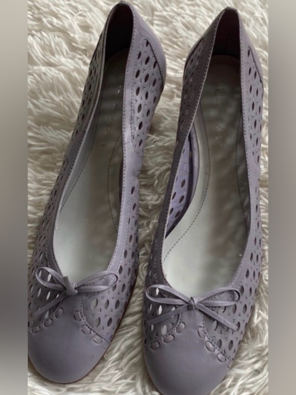 Ethilavender slip on vintage bow kitten heels shoes  sz 9